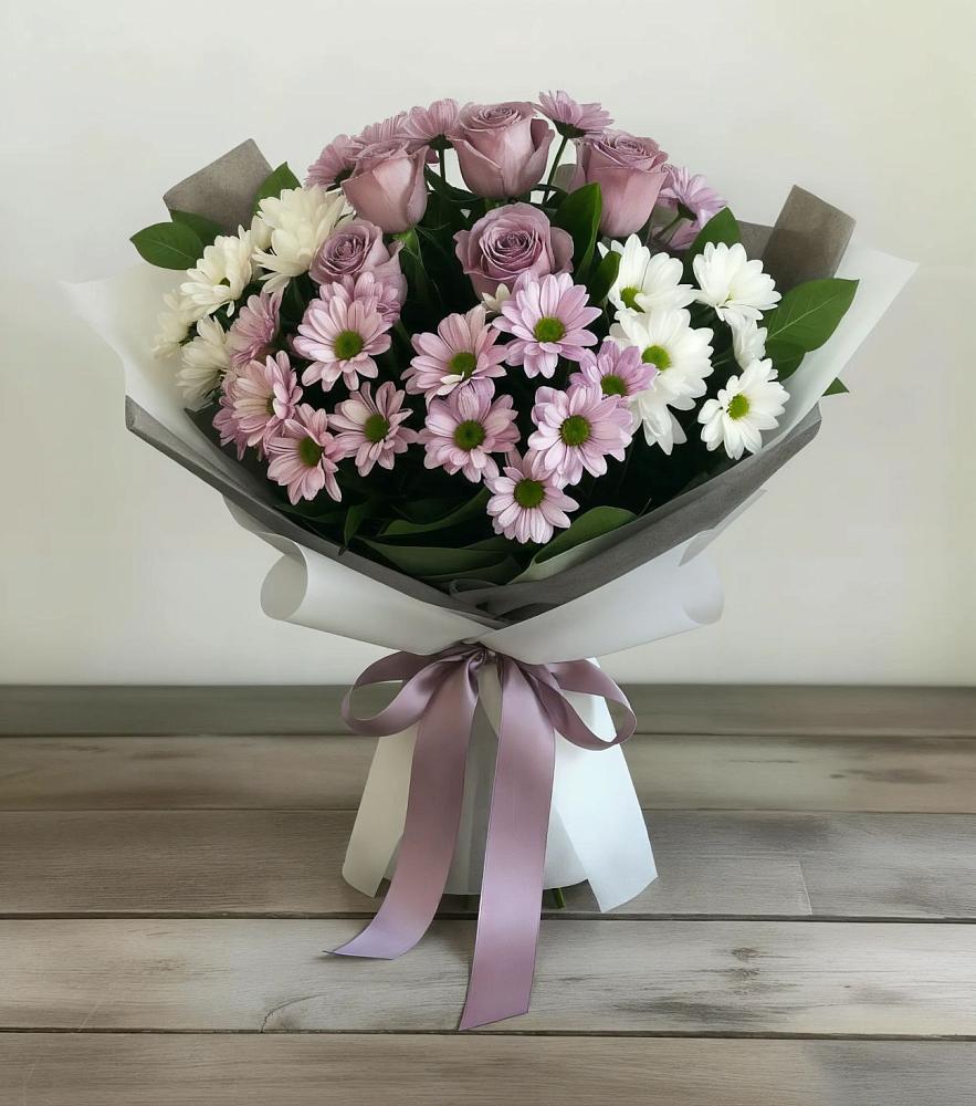Букет цветов из: Хризантемы и Розы в Константиновский
