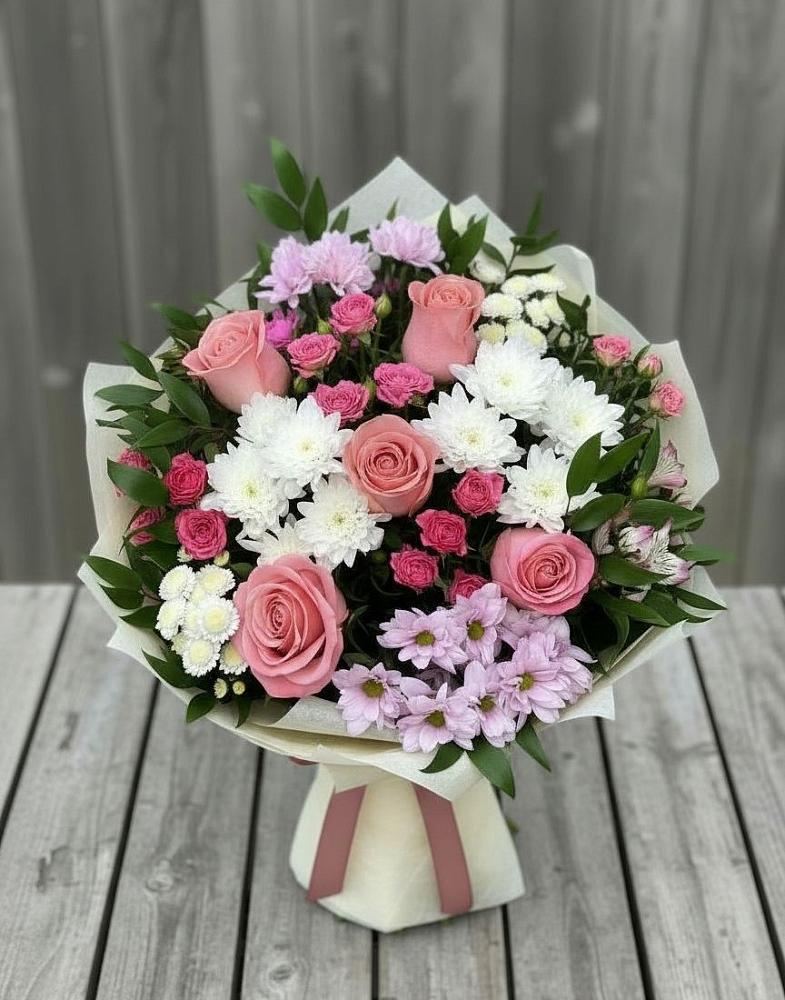 Букет цветов из: Альстромерии, Гвоздики, Розы и Хризантемы в Константиновский