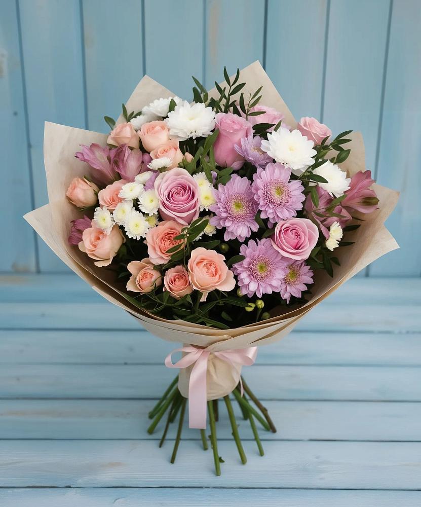 Букет цветов из: Хризантемы, Розы и Альстромерии в Константиновский