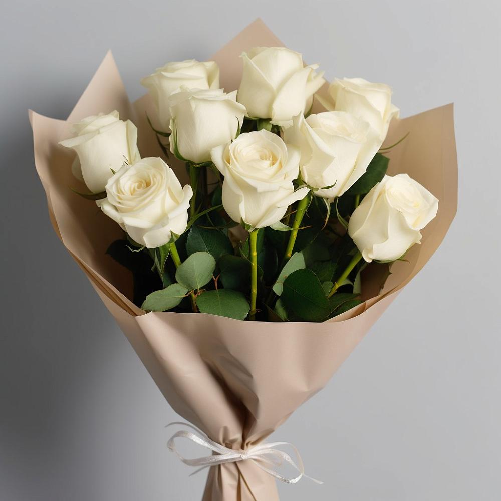 Букет 9 Белых роз Эдлесс Лав в Константиновский