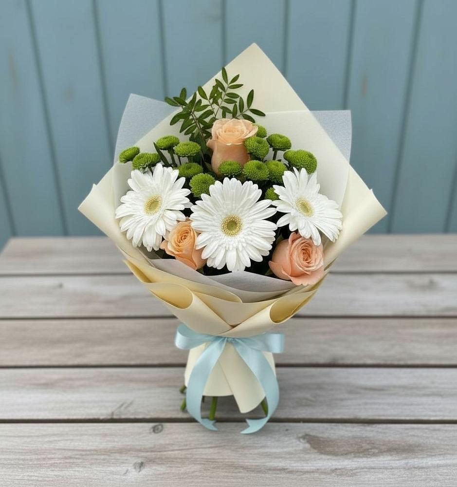 Букет цветов из: Герберы, Розы и Хризантемы в Константиновский