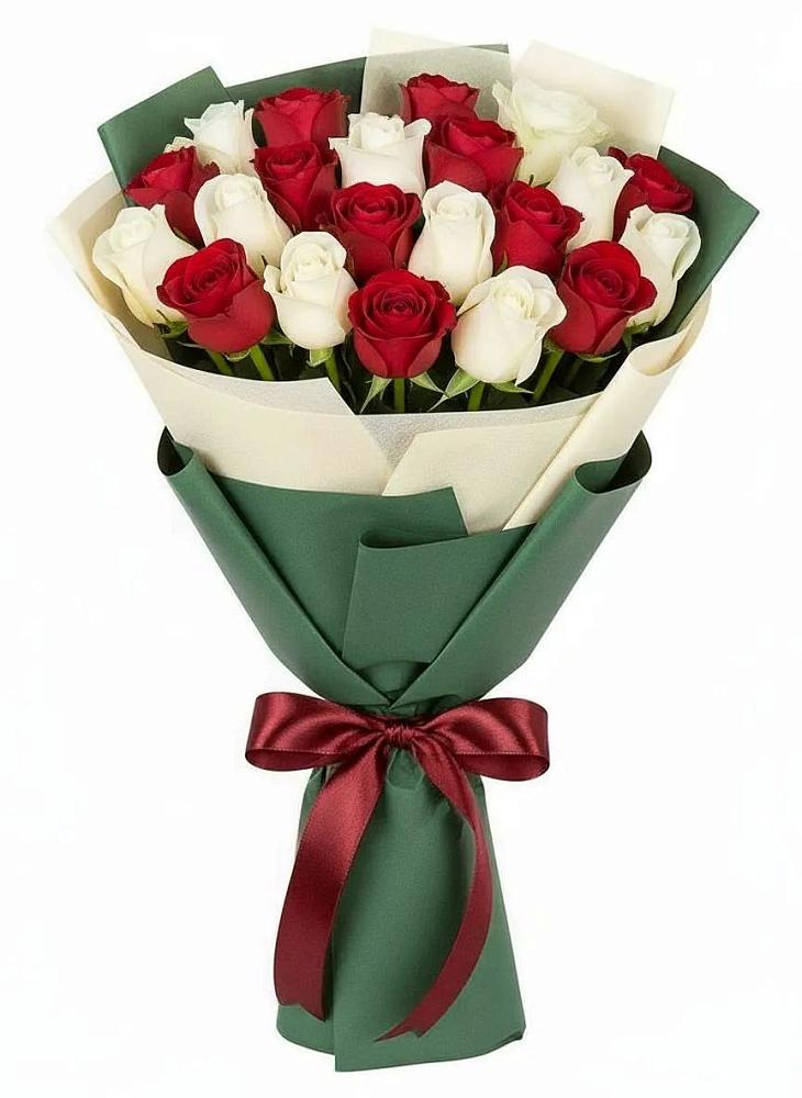Букет Микс из красных и белых роз в Константиновский