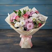 Букет цветов из:  Хризантемы, Альстромерии и Розы #REPLACE_PRED# Константиновский