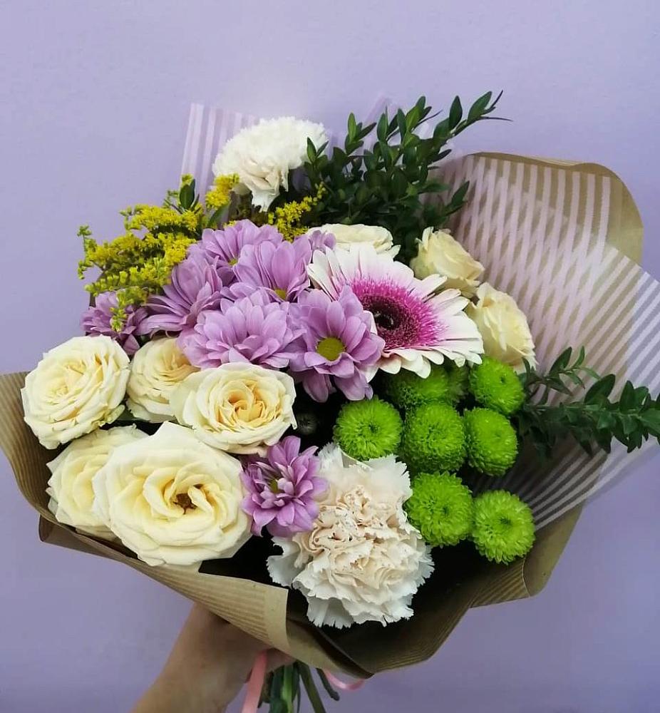 Букет цветов из: Хризантемы, Розы, Гвоздики и Герберы в Константиновский