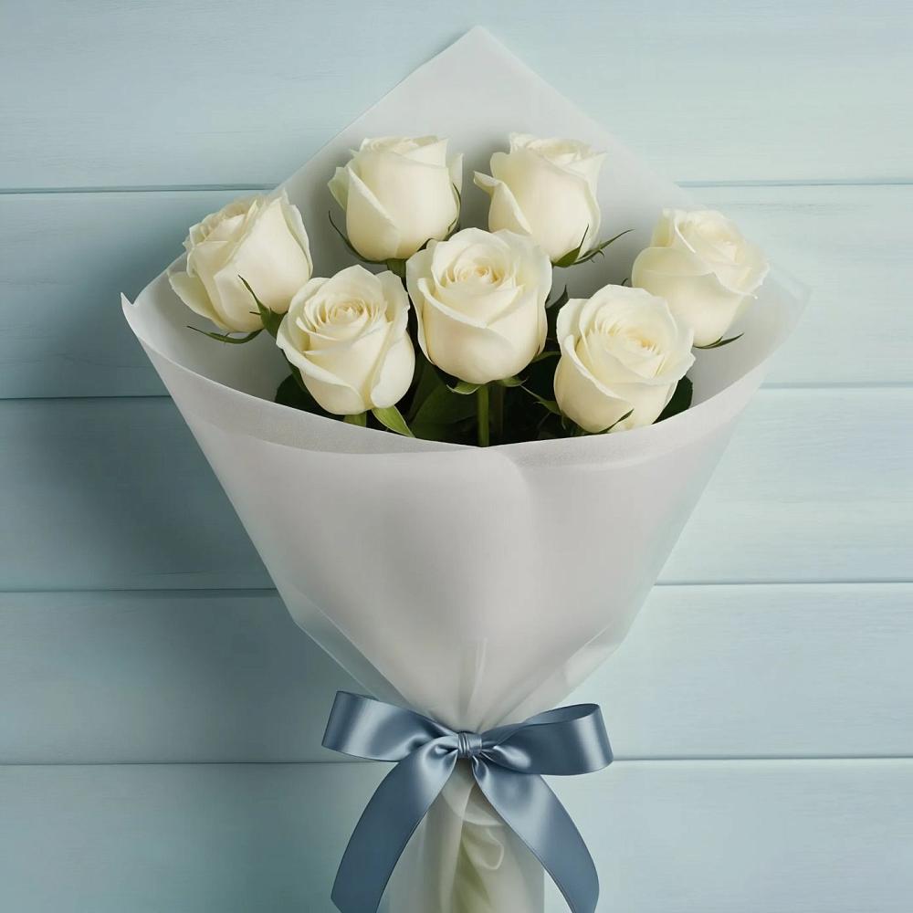 Букет 7 Белых роз Эдлесс Лав в Константиновский